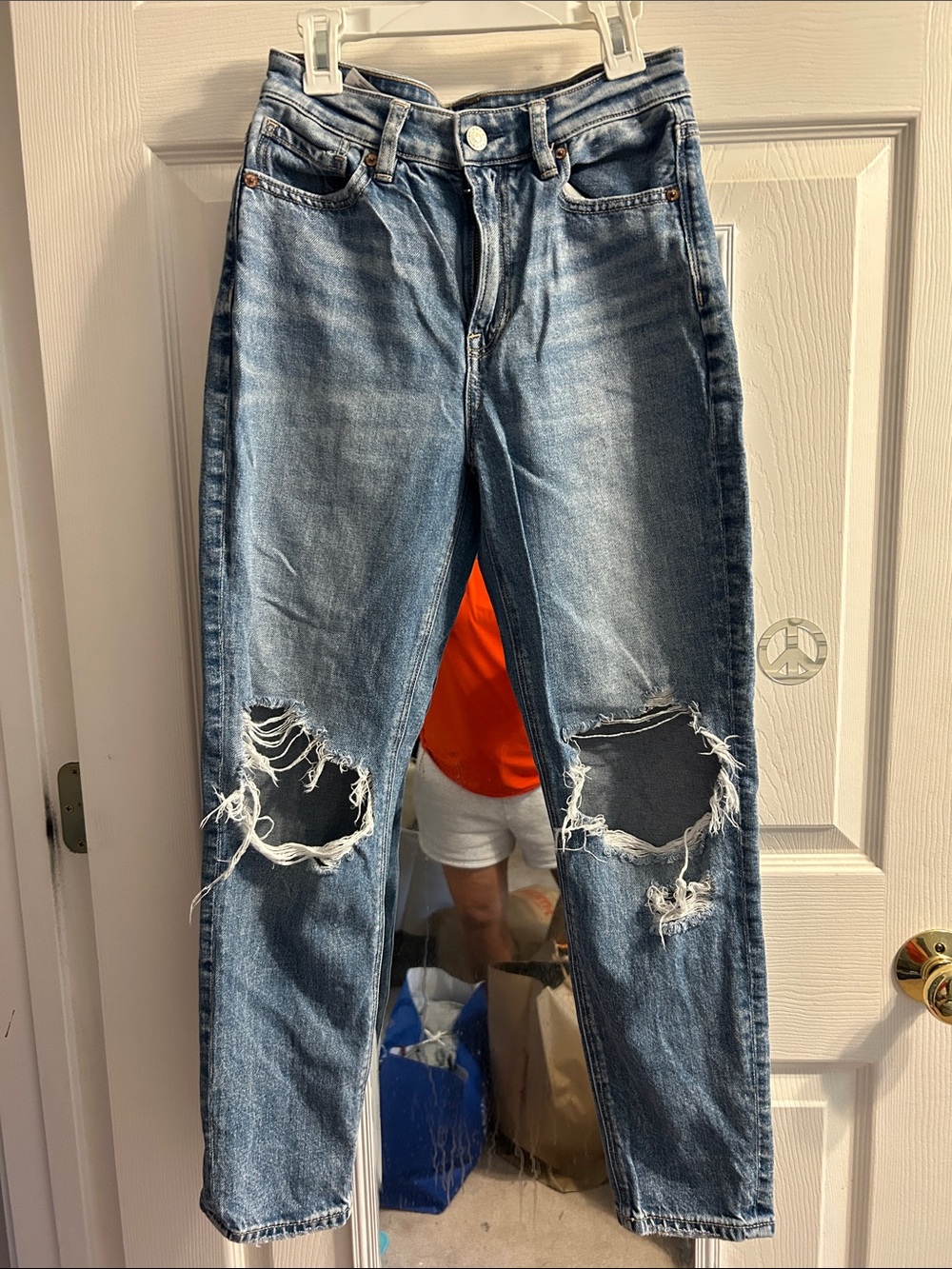 American Eagle Outfitters Distressed Light Blue Boyfriend Jeans